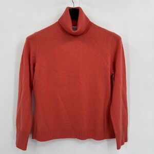 Pursuits Ltd Cashmere Long Sleeve Turtleneck Sweater Salmon Orange Size M